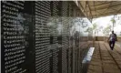  ??  ?? Names of genocide victims on a wall outside a church in Ntarama, Rwanda. Photograph: Ben Curtis/AP