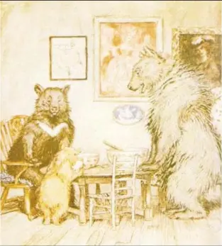  ?? ?? The bears observing their porridge bowls