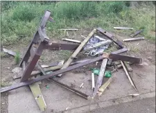  ?? One of the park benches in Listowel Town Park that was smashed to pieces by vandals on Monday night. ??