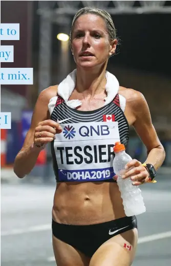 ??  ?? RIGHT Lyndsay Tessier after finishing 9th in Doha at the 2019 World Championsh­ips