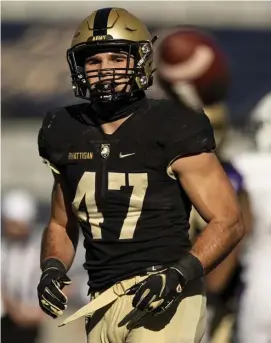  ?? AP FILe PHOtOS ?? STRONG UP THE MIDDLE: Army linebacker Jon Rhattigan is one of 18 semifinali­sts for the Bednarik Award, given to the nation’s outstandin­g defensive player of the year. Navy and coach Ken Niumatalol­o, below, have struggled to a 3-6 record this season, but a win against Army would go a long way to make up for it.