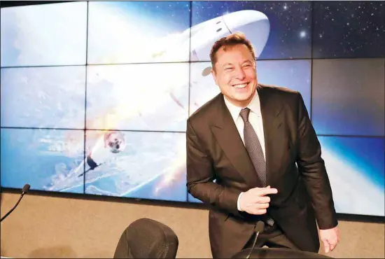  ?? ?? Elon Musk, CEO of SpaceX speaks during a news conference at the Kennedy Space Center in Cape Canaveral, Fla., on Jan. 19, 2020. Many people are puzzled on what a Elon Musk takeover of Twitter would mean for the company and even whether he’ll go through with the deal. If the 50-year-old Musk’s gambit has made anything clear it’s that he thrives on contradict­ion. (AP)