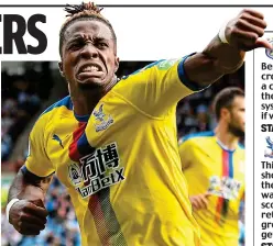  ??  ?? Justice: Zaha celebrates his winning goal