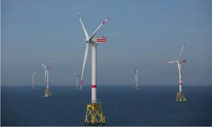  ?? Photograph: Christian Charisius/Reuters ?? RWE’s wind turbines in the North Sea.