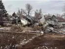  ?? ?? Snow covers a home that was destroyed by the Smokehouse Creek fire in Stinnett, Texas on Thursday. Photograph: Ty O’Neil/ AP