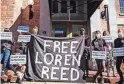  ?? COURTESY OF KLEE BENALLY ?? Protesters support Loren Reed outside Reed’s detention hearing Monday in Flagstaff.