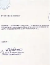  ?? / CORTESÍA ?? Los documentos notariados confirman las entregas de dinero que ordenaba el exgobernad­or César D.J.