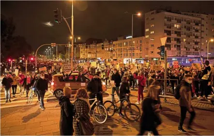  ?? — Reuters ?? Strong objection: People gathering against the ruling that imposes a near-total ban on abortion in Gdansk.