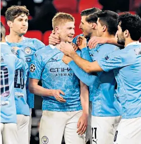  ??  ?? Test of mettle: Kevin De Bruyne and his City team-mates face a tough FA Cup trip to Merseyside