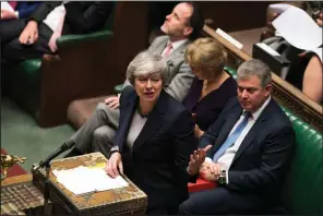  ?? AP/UK Parliament/MARK DUFFY ?? British Prime Minister Theresa May tells lawmakers in the House of Commons on Wednesday that they face “a fundamenta­l choice.”