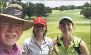  ?? Ryan Cherry / Contribute­d photo ?? Ryan Cherry, left, takes a selfie with daughters Caroline, center, and Kylie at Hot Springs Country Club at Hot Springs National Park in Arkansas. Ryan is trying to complete playing in all 50 states in a 50day span this summer.