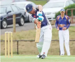  ?? ?? Billy Whyte drives the ball into the cover region for Neerim District.