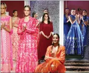  ??  ?? Anita Dongre with models displaying her collection.