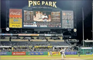  ?? AP ?? RUN FOR THE HILL: Dodgers starter Rich Hill tries to continue his no-hitter in the 10th inning, but Josh Harrison parks the pitch for a walk-off Pirates win.