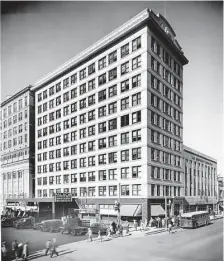  ??  ?? The 10-story Milam Buidling became part of the Chronicle’s downtown complex in 1919, joining the main building on its east side, as well as a defunct vaudeville theater.