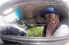  ?? PALM BEACH GARDENS POLICE VIA ASSOCIATED PRESS ?? This photo taken from an officer’s body camera on June 9, 2017 shows tennis star Venus Williams listening to the officer following a car crash that fatally injured an elderly man.