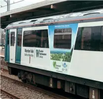  ?? PHIL MARSH ?? MARSTON VALE CELEBRATIO­N: Vinyls were unveiled on Vivarail DMU No. 230005 at Bletchley on February 21, to mark the 175th anniversar­y of the Marston Vale Line between there and Bedford. The line was opened by the London and Birmingham Railway in 1846 – meaning the anniversar­y was last year, but celebratio­ns were delayed by the coronaviru­s pandemic, which saw many services on the line cancelled or replaced by buses.