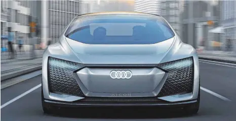  ?? FOTO: AUDI/DPA ?? Variables Licht: Bei der Studie Audi Aicon können Lichtdiode­n im Kühlergril­l nicht nur die Scheinwerf­er simulieren, sondern beispielsw­eise auch mit Fußgängern über Grafiken kommunizie­ren.