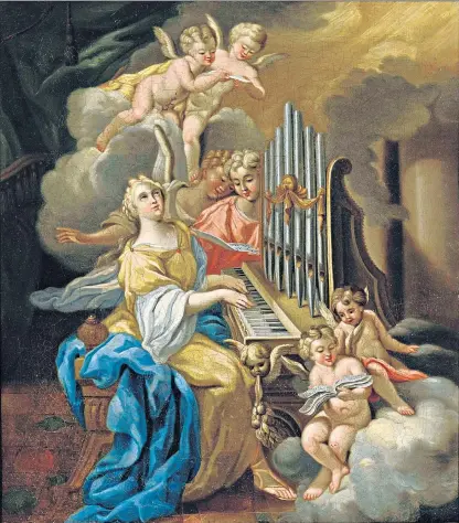  ??  ?? Heavenly creatures: St Cecilia, by Michele Rocca (c1670 - c1751), main; a choir at St Augustine’s in Kilburn, London, below