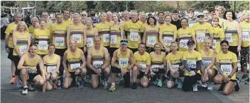  ?? ?? TEAM ON TOUR: The Scarboroug­h Athletic Club squad line up at the Beverley 10K Road Race last weekend