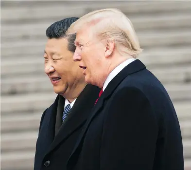  ?? DOUG MILLS / THE NEW YORK TIMES FILES ?? U.S. President Donald Trump, pictured with Chinese President Xi Jinping in 2017, says he is confident of reaching a trade deal with China, but some of the biggest details, including the rollback of tariffs, have yet to be worked out.