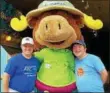  ?? PHOTO COURTESY ARC OF MADISON
CORTLAND ?? Steven St John, left, and Randy St John, right, pose with Walter Safari during one of this year’s recreation­al trips to Enchanted Forest Water Safari.