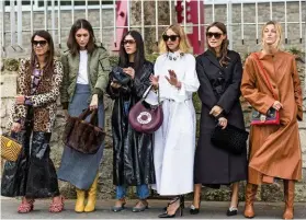  ??  ?? “This crew of tastemaker­s are my dream shopping companions. Sure, they invest in the key pieces of the season (Marco De Vincenzo’s ruffled mules on Georgia Tal, the Loewe Joyce bag sported by Candela Novembre and Céline sunglasses on Giorgia Tordini),...