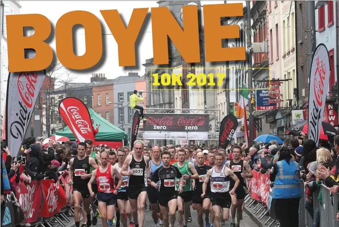  ??  ?? Away they go at the start of the Coca-Cola Boyne 10k race