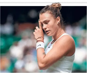  ?? REUTERS ?? Sacrificial pawns: World No. 2 Daniil Medvedev (facing page) and No. 4 Aryna Sabalenka (left), a Wimbledon semifinalist last year, stand the most to lose due to the ban.