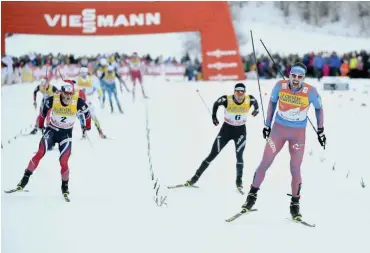  ?? Foto: imago/Bildbyran ?? Drittes Rennen, dritter Sieg: Sergej Ustjugow (r.) erscheint bei dieser Tour de Ski unaufhalts­am.