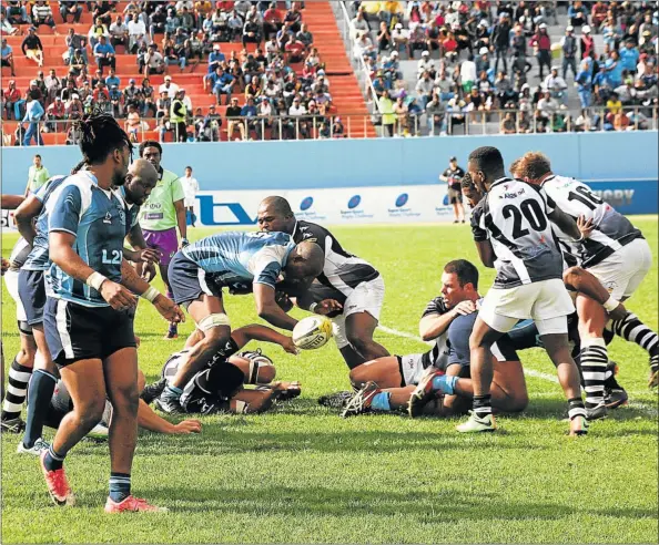  ?? Picture: RANDELL ROSKRUGE ?? A REPEAT DOSE OF ACTION: Old Boys and Swallows fight it out during their Border Super League clash at the Sisa Dukashe Stadium earlier this season. The two rivals will square off in the first round of the Gold Cup in September