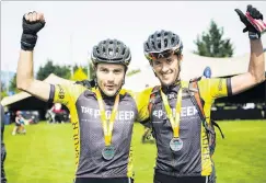  ?? PHOTO: NEIL KERR/PIONEER ?? Winners . . . James Williamson (left) and Scott Lyttle at the finish of The Pioneer’s 7Day Epic.