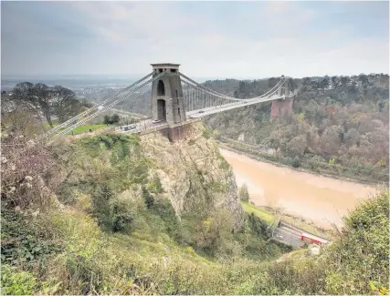  ??  ?? Clifton Suspension Bridge – work to strengthen the cliffs under the eastern tower is to take place in autumn