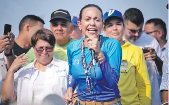  ?? ?? La candidata de la oposición venezolana, María Corina Machado, en plena campaña. AFP