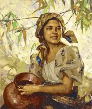  ??  ?? “Dalaga” by Fernando Amorsolo — which once hung in the home of his namesake Fernando Zóbel — went for a whisper below P10 million.