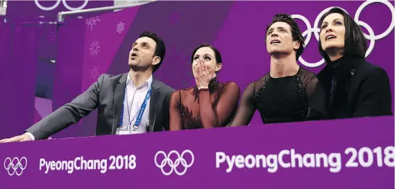  ?? MADDIE MEYER/GETTY IMAGES ?? Canada’s Tessa Virtue and Scott Moir are Olympic champions in ice dance once again thanks to the “classy” guidance of Patrice Lauzon, left, and Marie-France Dubreuil, right, former elite-level Canadian skaters themselves who have become coaching...