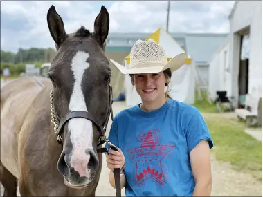  ??  ?? MaKenna Sladky, of Wickliffe, was among the riders in the 4-H Lake County Saddle Horse western shows at the Lake County Fair.