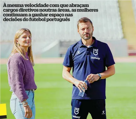  ?? ?? Mariana Vaz Pinto, team manager do Belenenses, na apresentaç­ão do novo treinador, Filipe Cândido