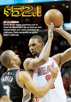  ??  ?? Chris Bosh no juega desde que el Heat de Miami perdió ante los Spurs de San Antonio el 9 de febrero de 2016.