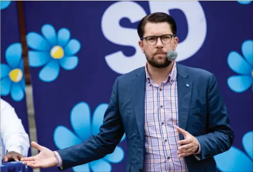  ?? FOTO: RITZAU SCANPIX ?? SD-lederen Jimmie Åkesson er stadig lagt på is.