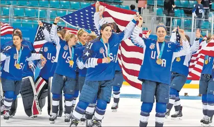  ?? REUTERS ?? USA’s 32 win over fierce rivals Canada ended their 24game Olympic winning streak and edged them 1211 ahead in Olympic and world titles.