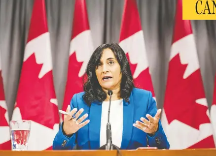  ?? CHRISTOPHE­R KATSAROV / THE CANADIAN PRESS ?? Procuremen­t Minister Anita Anand says Canada has acquired needles, gauze, bandages and cotton swabs “in the millions” for the country's mass immunizati­on effort. She said that readiness was a major factor in Pfizer agreeing to deliver COVID-19 vaccines to Canada this month.