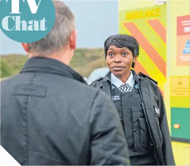  ??  ?? ● Rakie Ayola with John Simm in the crime drama based on books by Peter James