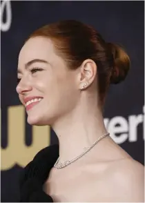  ?? Photo by Frazer Harrison / GETTY IMAGES NORTH AMERICA / Getty Images via AFP ?? Emma Stone, winner of the Best Actress award for “Poor Things,” poses in the press room during the 29th Annual Critics Choice Awards at Barker Hangar on January 14, 2024 in Santa Monica, California.
