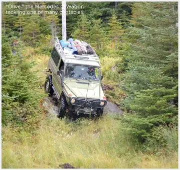  ??  ?? “Olive,” the Mercedes G-Wagon tackling one of many obstacles.