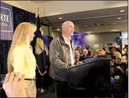  ?? AP/BOBBY CAINA CALVAN ?? After winning Montana’s U.S. House seat last month, Republican Greg Gianforte acknowledg­ed in a victory speech in Bozeman that he had “made a mistake” in attacking reporter Ben Jacobs.