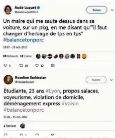  ?? (© Capture d’écran Twitter) ?? Les élues seine-et-marnaises Aude Luquet et Roseline Sarkissian ont participé au mouvement viral du hashtag #balanceton­porc sur Twitter.