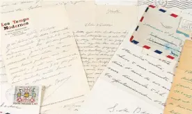  ?? Photograph: Sotheby's ?? A selection of Beauvoir’s letters to Leduc between 1945 to 1972.