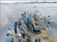  ?? SUBMITTED BY RANNIE GILLIS ?? The historic Liberty ship leaves the harbour in Baltimore. Note the large stern gun used to defend against surfaced submarines or low-flying aircraft.