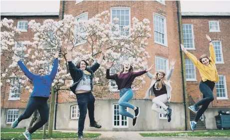  ??  ?? Students at the University of Chichester are jumping for joy at the news the university has been shortliste­d for three national awards